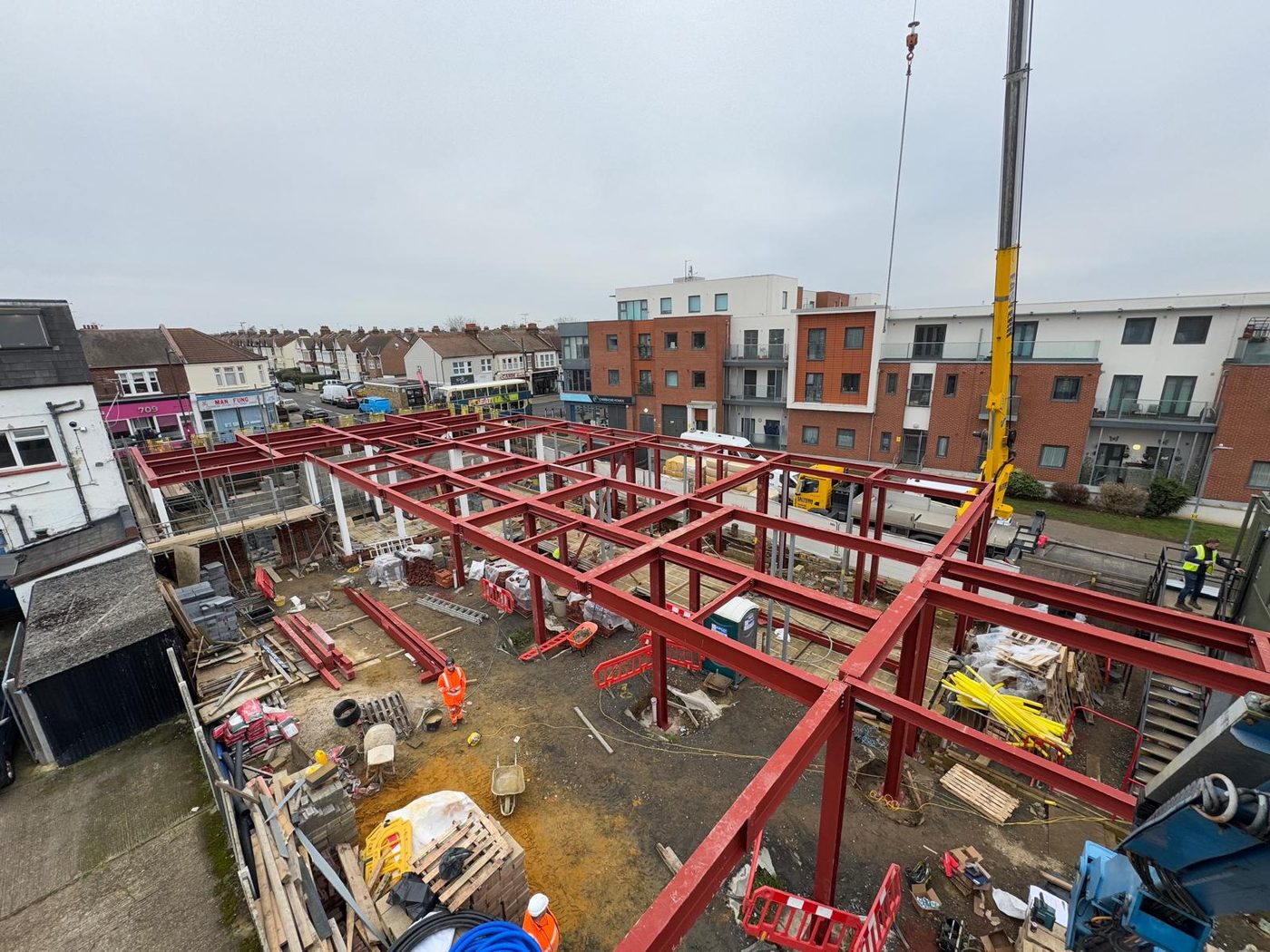 Southchurch Pointe steel frame structure under construction
